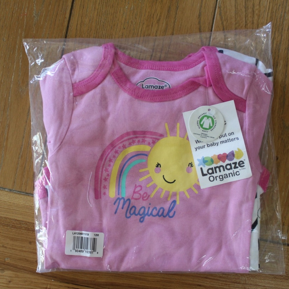 Lamaze 100% Organic Cotton Snap Button Onesies 6 Months 12 Months Rainbows Print - Picture 2 of 7
